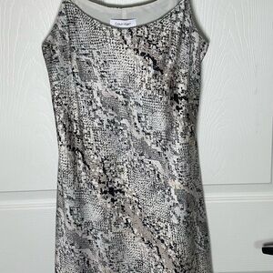 Calvin Klein Women's Mini Slip Dress - Black and Gray Snake Print